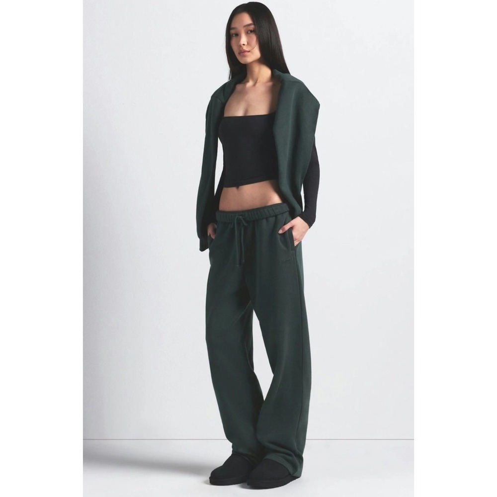 SKIMS Cotton Fleece Classic Straight Leg Pant in Spruce - Size Small Retails $88